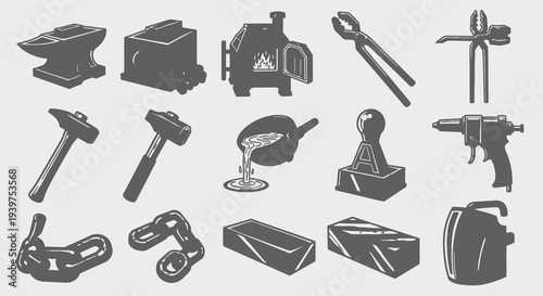 Blacksmith Workshop and Metal Forging Tools Collection