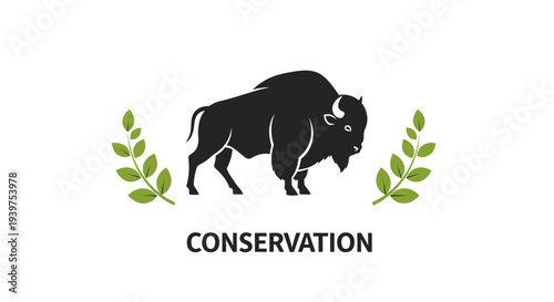 Black bison conservation symbol logo.