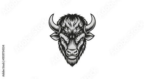 Black and white bull head illustration.