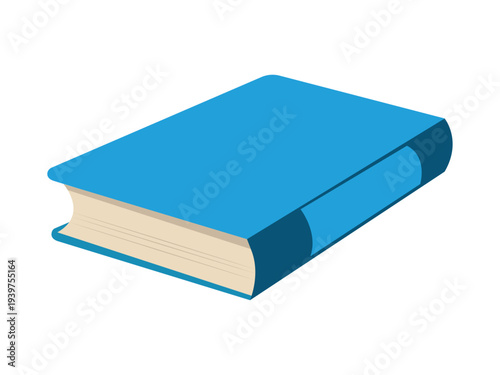 Blue hardcover book vector illustration for education. Perfect for school textbooks, university library icons, student education materials, and academic branding. Isolated on white
