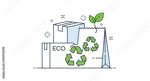 Eco friendly recycling symbol on box.