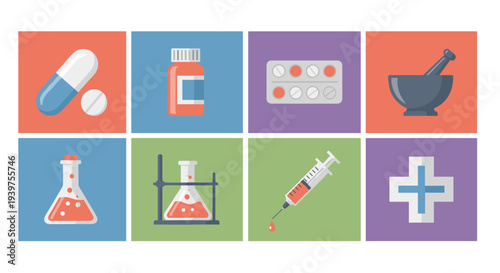 Medical Icons Representing Healthcare and Medicine.