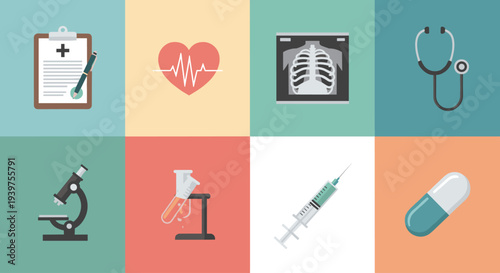 Medical Icons Representing Healthcare and Medicine.