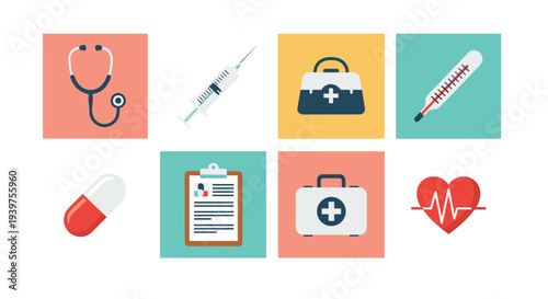 Medical Icons Representing Healthcare and Medicine.