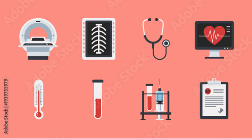 Medical Icons Representing Healthcare Professionals and Equipment.