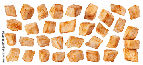 Tableau sur toile Cooked meat pieces, fried chicken fillet slices