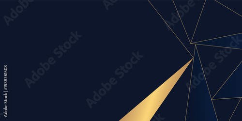 Tableau sur toile Abstract polygonal pattern luxury golden line with dark navy blue template background