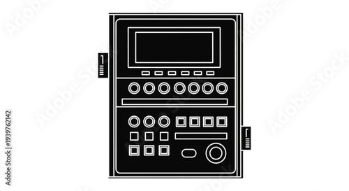 Industrial control panel with buttons.