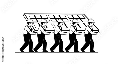 Men carrying a large window pane.