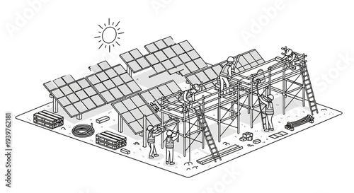 Solar Panel Construction Site Infrastructure.