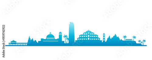 La Jolla California Cityscape Skyline Silhouette, Blue Coastal Vector Illustration