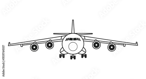 Airplane Front View Large Commercial Jet.