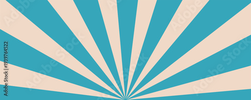 Retro vintage spiral wavy sun rays, blue background pattern, radial spiral stripes, comic ray stripes, grunge texture, circus, carnival, summer background, vector illustration.