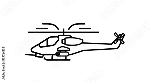 A black line drawing of helicopter.