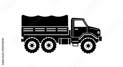 Large truck with three axles.