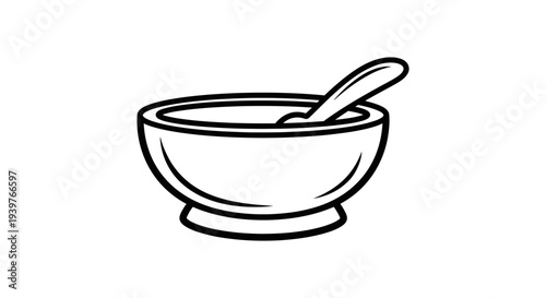 Simple line drawing of mortar bowl.