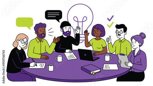 Diverse business team collaborating on creative ideas during meeting