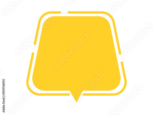 Minimal yellow speech bubble doodle vector sticker, flat cartoon message box, blank chat box element, frame border, banner