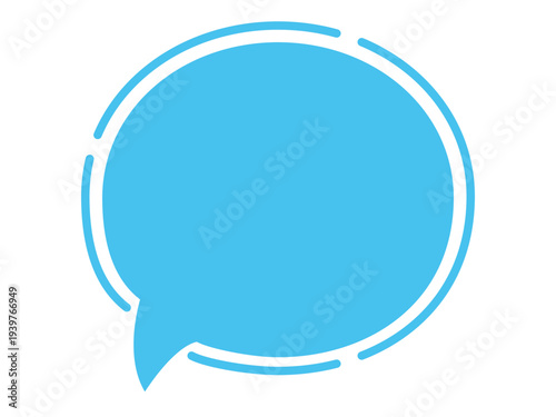 Minimal blue speech bubble doodle vector sticker, flat cartoon message box, blank chat box element, frame border, banner