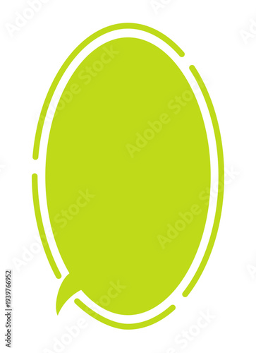 Minimal green speech bubble doodle vector sticker, flat cartoon message box, blank chat box element, frame border, banner