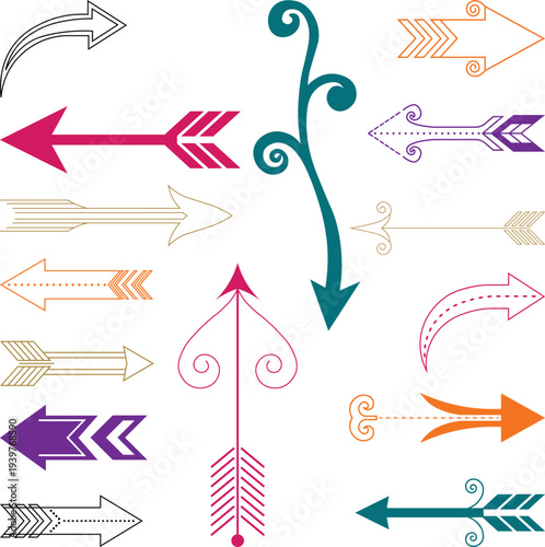 Decorative Arrows and Swirls in Vintage and Modern Styles