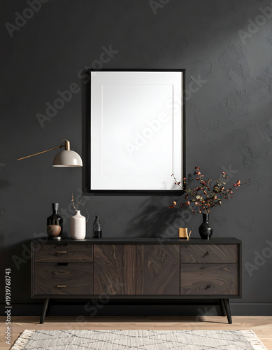 Modern sideboard with framed blank print