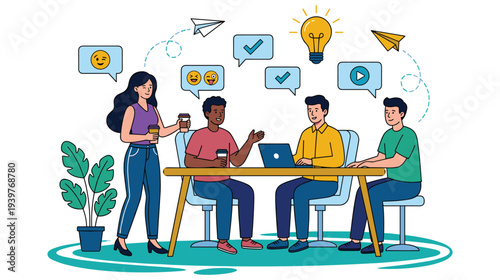 Business team having productive meeting with great ideas and feedback