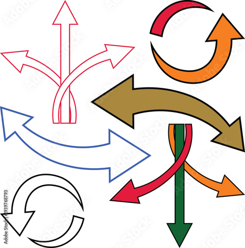 Obraz na plátne Divergent and Convergent Arrow Symbols