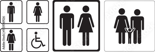 Restroom signage symbols for various user groups
