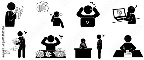 業務ミス・事務トラブルのビジネスピクトグラムセット