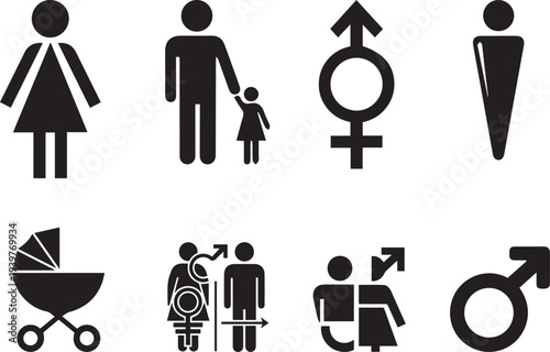 Diverse family and gender symbols