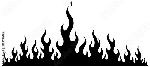 Dramatic black flames rising up in a fiery blaze