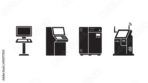 Computer Terminals and Vending Machines in Black and White