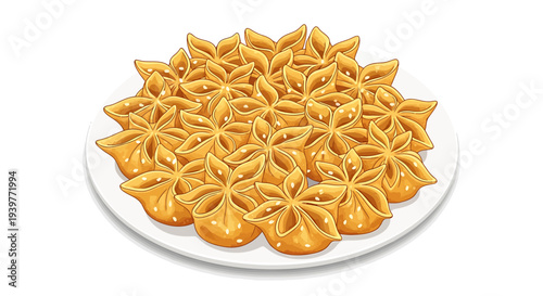 Delicious star shaped dumplings on a white plate served for dinner