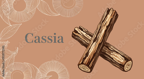 Cassia sticks on a traditional background with floral designs