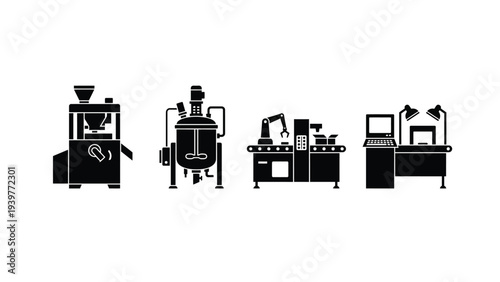 Industrial Machinery Silhouettes