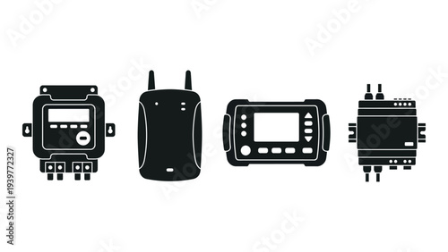 Electronic Device Components Isolated on White Background