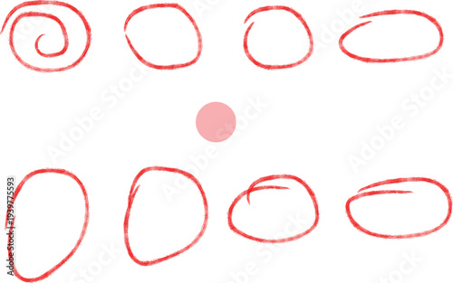 Hand-Drawn Oval and Circle Brush Strokes. Abstract Vector Shapes for Creative Artwork, Decorative Frames and Artistic Poster Designs. Symbolizing Playfulness, Motion, Unique Artistic Expression