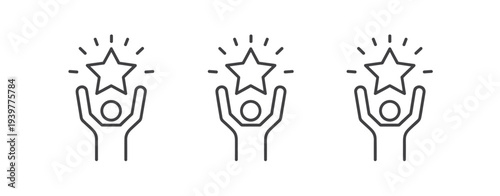 Three figures holding stars with radiating lines person
