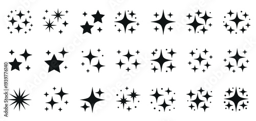 Collection of black starburst and sparkle glitter shine