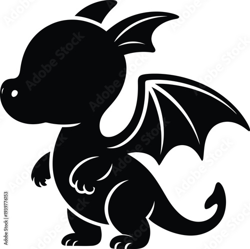 Cute baby dragon silhouette