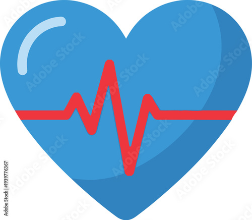 World Health Day Blue heart with red heartbeat, symbolizing health and life
