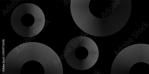 Dark black background abstract 3D geometric with wave effect decoration.