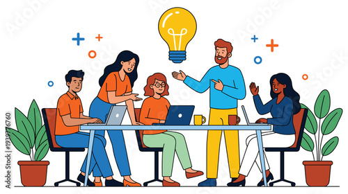 Business people working together on new ideas in office