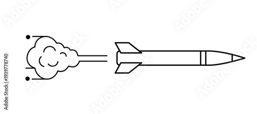 Rocket Launch Line Icon Missile Takeoff Outline Symbol Space or Military Rocket Vector Illustration