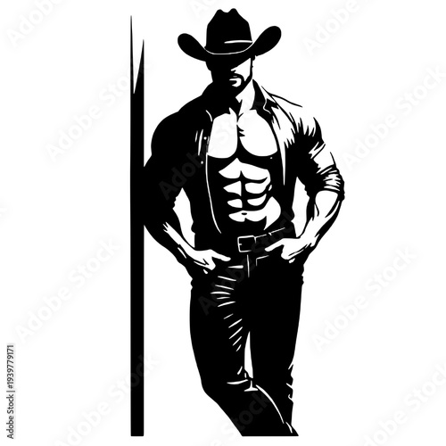 Macho cowboy silhouette