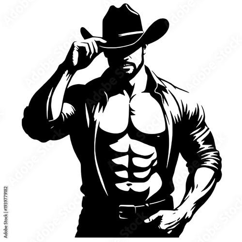 Macho cowboy silhouette