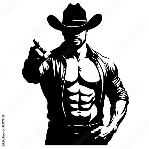 Macho cowboy silhouette