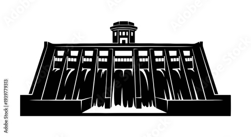 Vector illustration of hydroelectric dam icon vector illustration on a transparent background