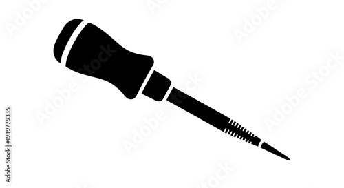 Vector illustration of black silhouette icon of a precision screwdriver on a transparent background